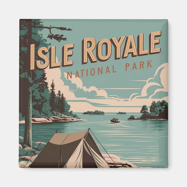 Vintag Isle Royale Nationalpark Camping Magnet (Vorne)