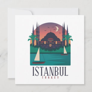 Vintag Istanbul Türkei Skyline Grußkarte Karte