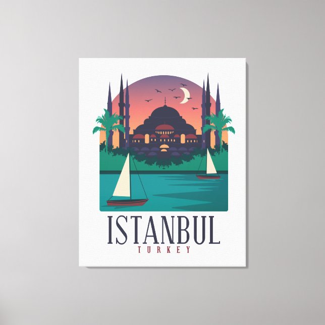 Vintag Istanbul Türkei Skyline Leinwanddruck (Vorderseite)
