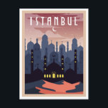 Vintag Istanbul Türkei Stadtbild Crescent Postkarte<br><div class="desc">Vintage Retroreise Istanbul Türkei Skyline Postkarte zeigt die Silhouette der Stadt des türkischen Reiseziels mit einem Halbmond. Eine tolle Geschenkidee und ein Souvenir für jeden Touristen.</div>