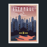 Vintag Istanbul Türkei Stadtbild Crescent Postkarte<br><div class="desc">Vintage Retroreise Istanbul Türkei Skyline Postkarte zeigt die Silhouette der Stadt des türkischen Reiseziels mit einem Halbmond. Eine tolle Geschenkidee und ein Souvenir für jeden Touristen.</div>