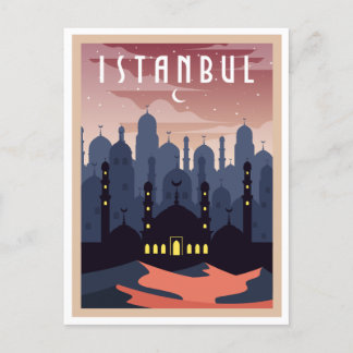 Vintag Istanbul Türkei Stadtbild Crescent Postkarte