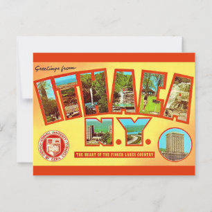 Vintag Ithica New York Grußkarte Postkarte