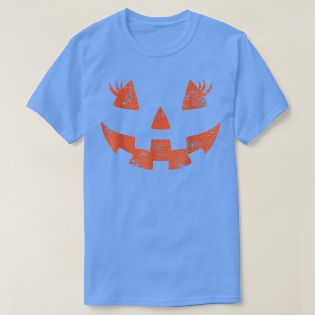 Vintag JackOLantern Gesichtskürbis Eyelashes T-Shirt (Design vorne)