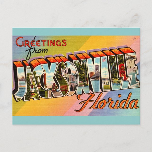 Vintag Jacksonville Florida Postkarte (Vorderseite)