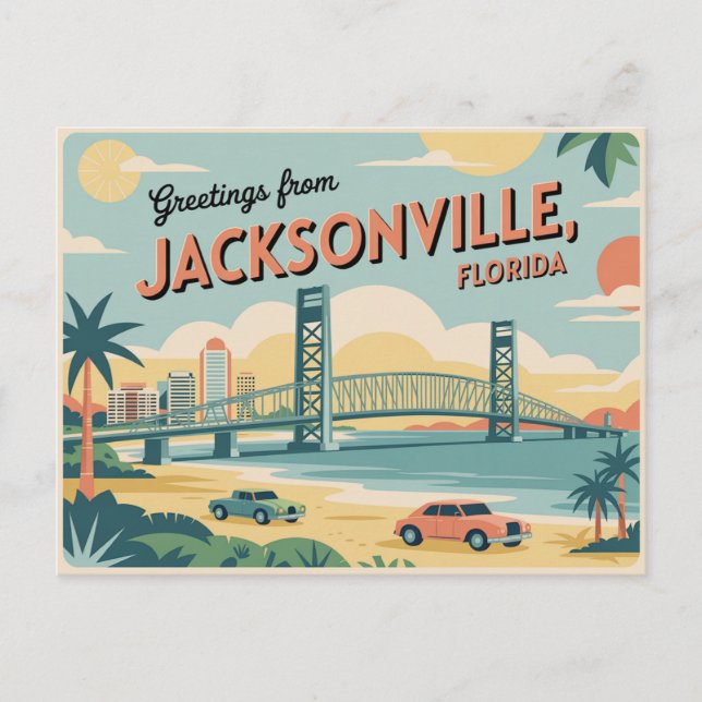 Vintag Jacksonville Postcard | Grüße aus Postkarte (Vorderseite)