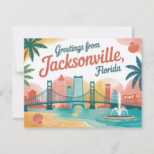 Vintag Jacksonville Postcard   Grüße aus Postkarte