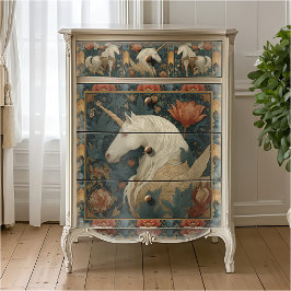Vintag Jade Red William Morris Style Unicorn Seidenpapier