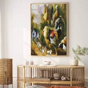 Vintag Jakub Bogdan Cat unter den Roosters Leinwanddruck