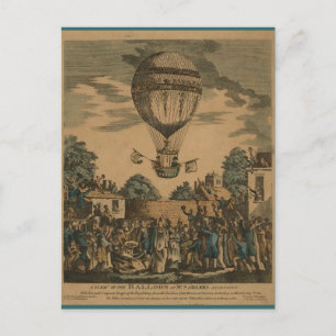 Vintag James Sadler Hot Air Ballon Postkarte