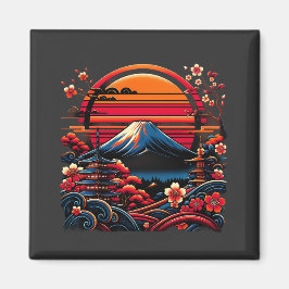 Vintag Japanisch Cherry Blossom Sakura Mount Fuji Magnet
