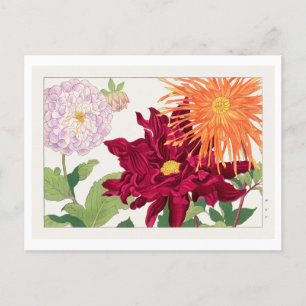 Vintag Japanisch Dahlia Woodblock Print Postkarte