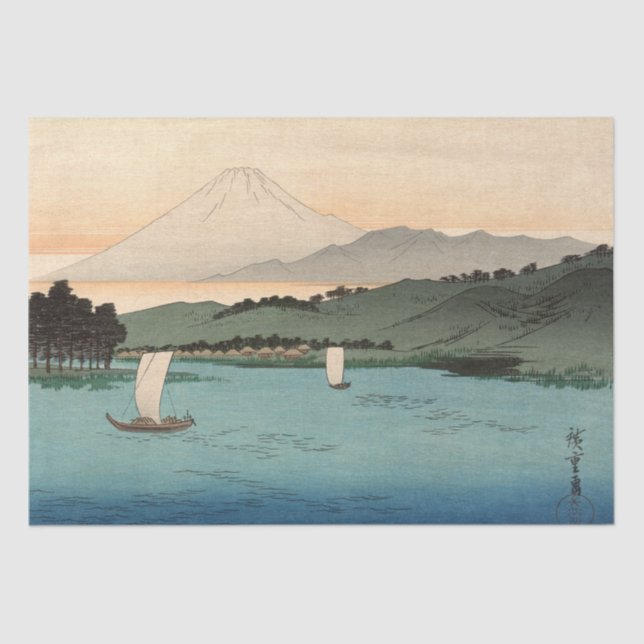 Vintag Japanisch Fukeiga 4 - Ukiyo-e Seidenpapier (Vorderseite)