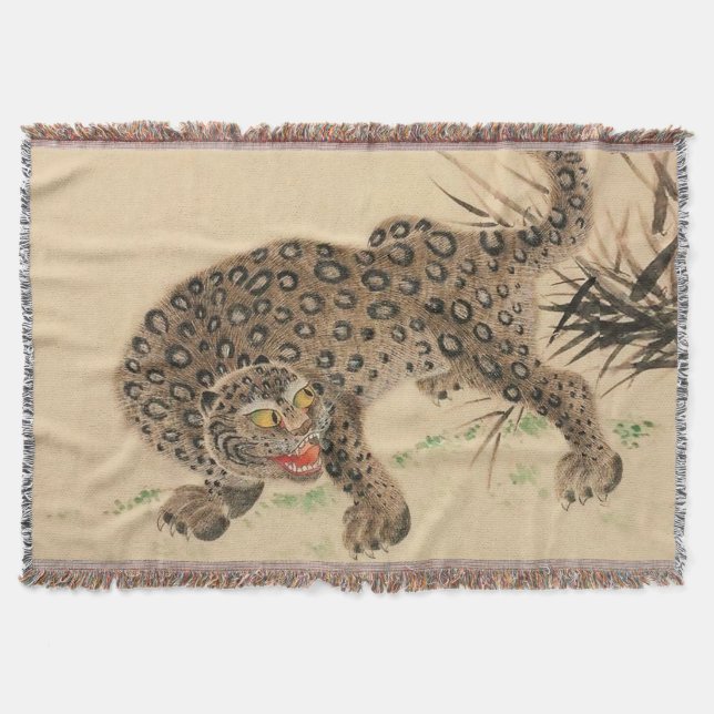 Vintag Japanisch Gepunktet Leopard Scroll Decke (Vorderseite)