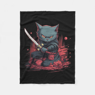 Vintag Japanisch Samurai Ninja Cat Tattoo Kawaii Fleecedecke
