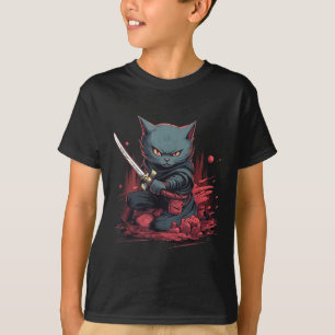Vintag Japanisch Samurai Ninja Cat Tattoo Kawaii T-Shirt
