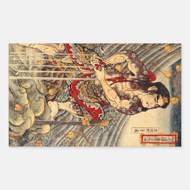 Vintag Japanisch Samurai Stickers (Vorderseite)