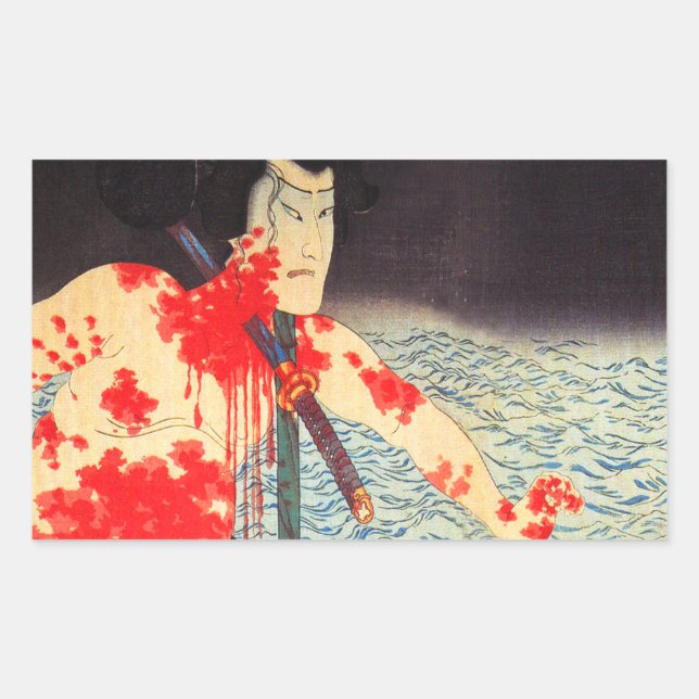 Vintag Japanisch Samurai Stickers (Vorderseite)