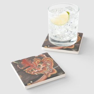 Vintag Japanisch Yokai Oni King Fine Art Steinuntersetzer