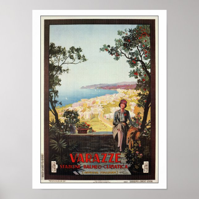 Vintag Jazz Age Varazze Italienisches Reiseplakat Poster (Vorne)