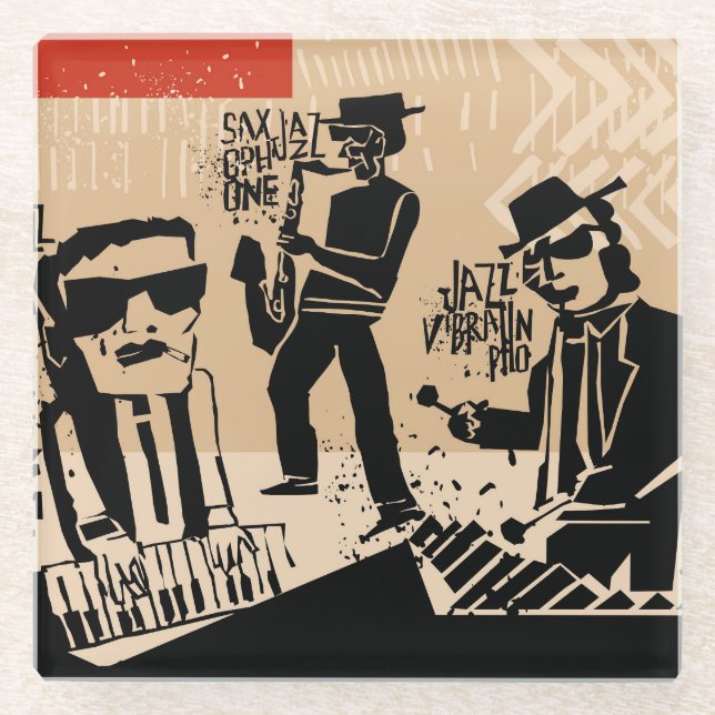 Vintag Jazz Band Poster: Cooles Design Glasuntersetzer (Vorderseite)