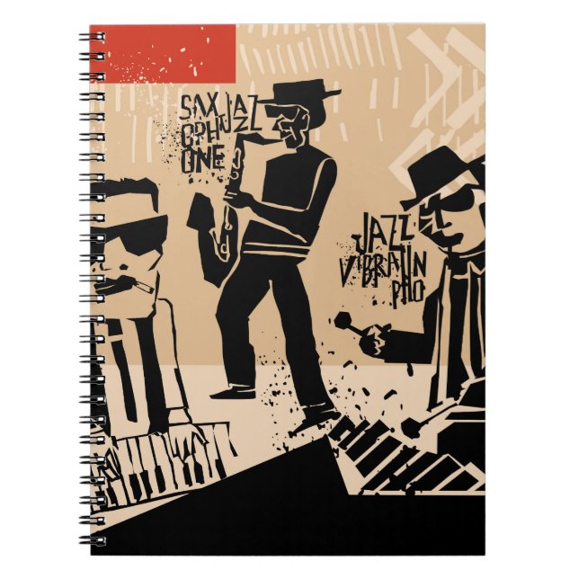 Vintag Jazz Band Poster: Cooles Design Notizblock (Vorderseite)