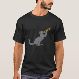 Vintag Jazz Cat Trumpet Funny Kitesurfer Niedlich T-Shirt