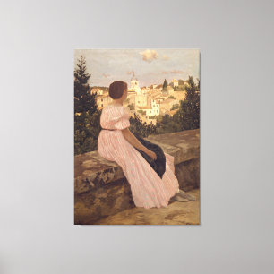 Vintag Jean Frederic Bazille Das rosa Kleid Leinwanddruck