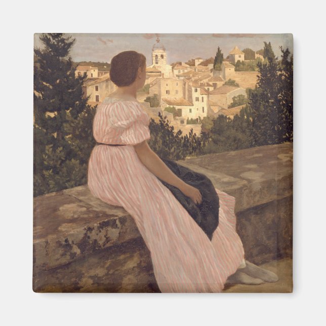 Vintag Jean Frederic Bazille Das rosa Kleid Magnet (Vorne)