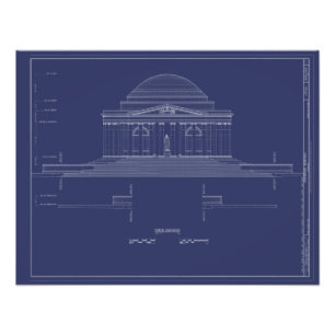 Vintag Jefferson Monument Blueprints Poster
