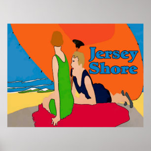 Vintag Jersey Shore, Couple on Beach Poster