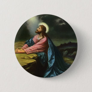 Vintag Jesus Christus beten, Garten von Gethsemane Button