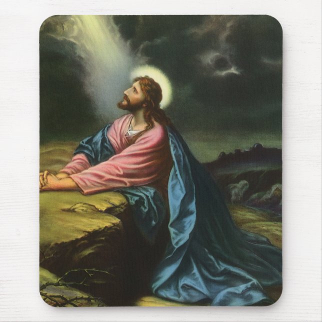 Vintag Jesus Christus beten, Garten von Gethsemane Mousepad (Vorne)