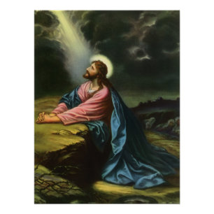 Vintag Jesus Christus beten, Garten von Gethsemane Poster