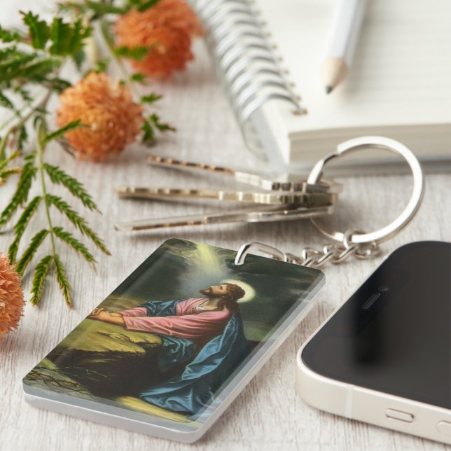 Vintag Jesus Christus beten, Garten von Gethsemane Schlüsselanhänger (Vorderseite rechts)