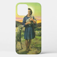 Vintag Jesus Christus der Hirte mit Baby Lamb
