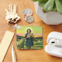 Vintag Jesus Christus der Hirte mit Baby Lamb