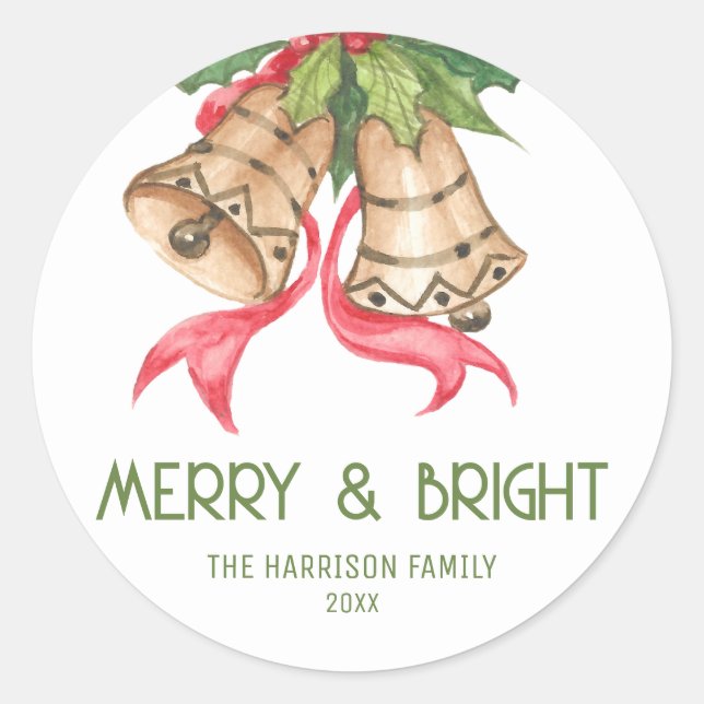 Vintag Jingle Bell Winter Weihnachten Runder Aufkleber (Vorderseite)