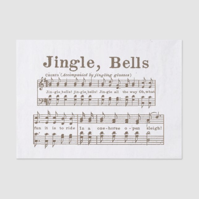 Vintag Jingle, Bells ! Notenchor 1850 Seidenpapier (Vorderseite)