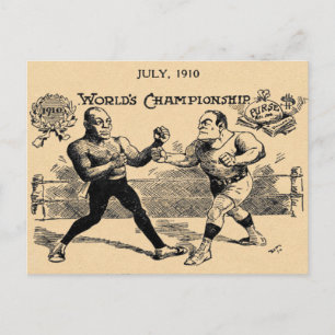 Vintag Johnson VS Jeffries Boxing Illustration Ad Postkarte