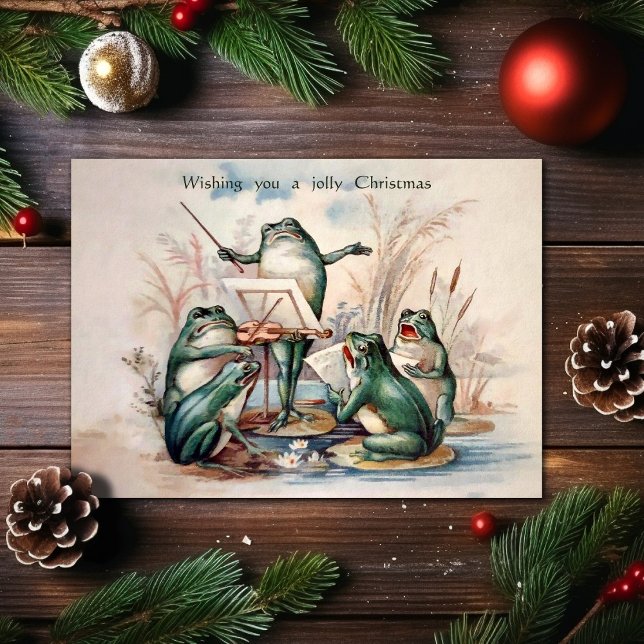 Vintag Jolly Frogs Weihnachtskarte Feiertagskarte (Von Creator hochgeladen)