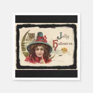 Vintag Jolly Halloween Hexe Serviette
