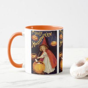 Vintag Jolly Halloween Hexe von Ellen Clapsaddle Tasse