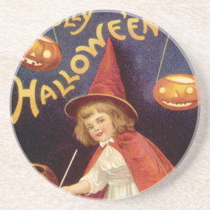 Vintag Jolly Halloween Hexe von Ellen Clapsaddle Untersetzer