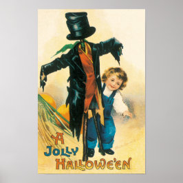 Vintag Jolly Halloween Scarecrow Ellen Clapsaddle Poster