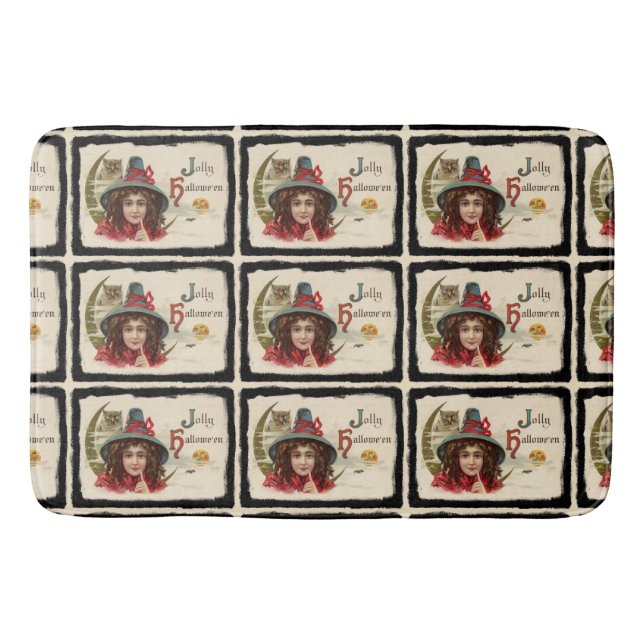Vintag Jolly Halloween Witch Pattern Badematte (Vorderseite)