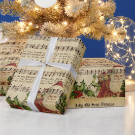 Vintag Jolly Old Saint Nicholas Christmas Carol Geschenkpapier