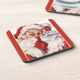 Vintag Jolly Old Santa Shhh Red Untersetzer
