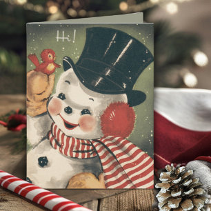 Vintag Jolly Retro Snowman Holiday Karte