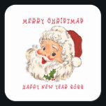 Vintag Jolly Santa Christmas Square Sticker<br><div class="desc">Jolly Vintag Santa wünscht Ihnen ein frohes Weihnachtsfest und ein glückliches neues Jahr.</div>